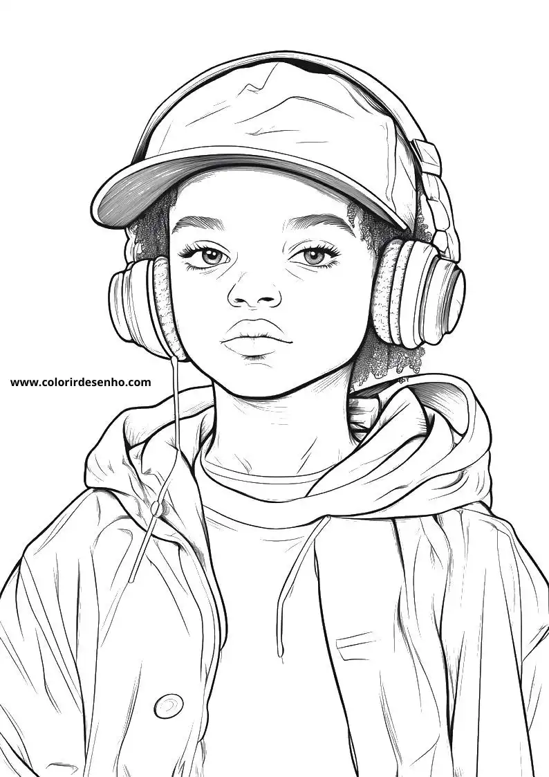 Hip Hop Coloring Page Outline 2