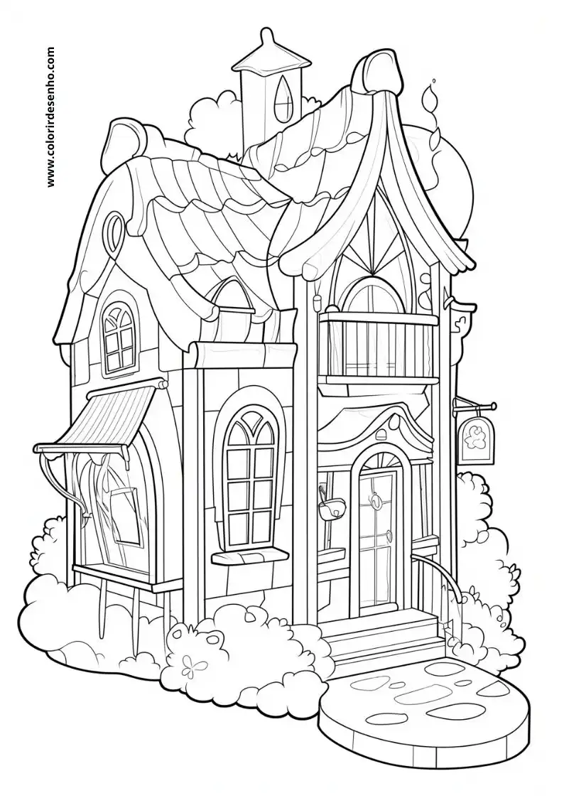 house has a quaint cottage like appearance with an ornate roof and decorative elements