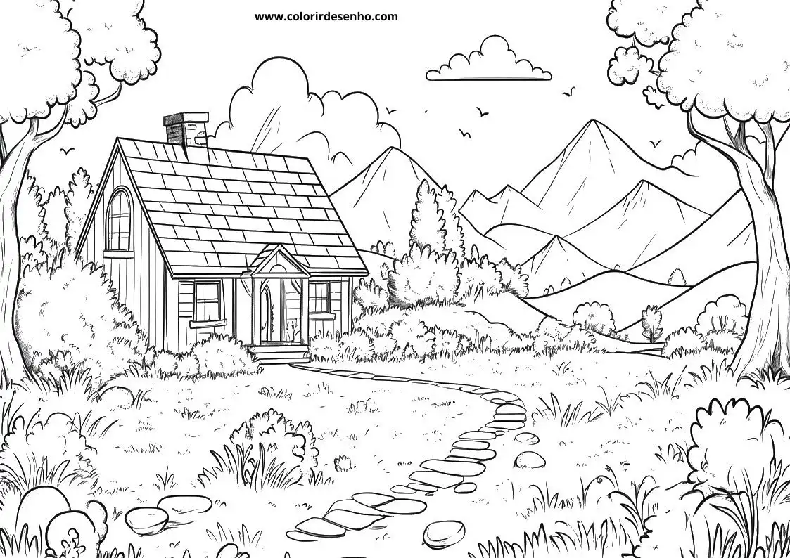 Landscape Coloring Page Outline 9