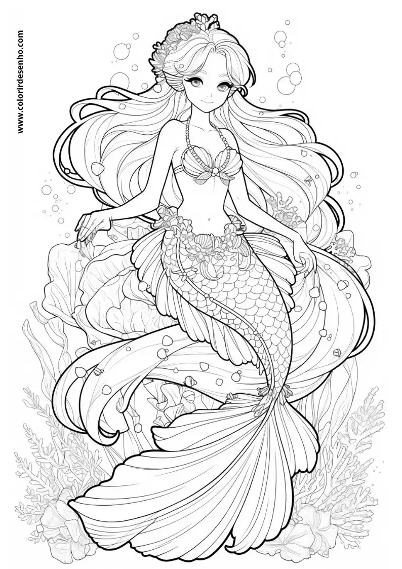 Mermaid Free Printable Coloring Pages 8