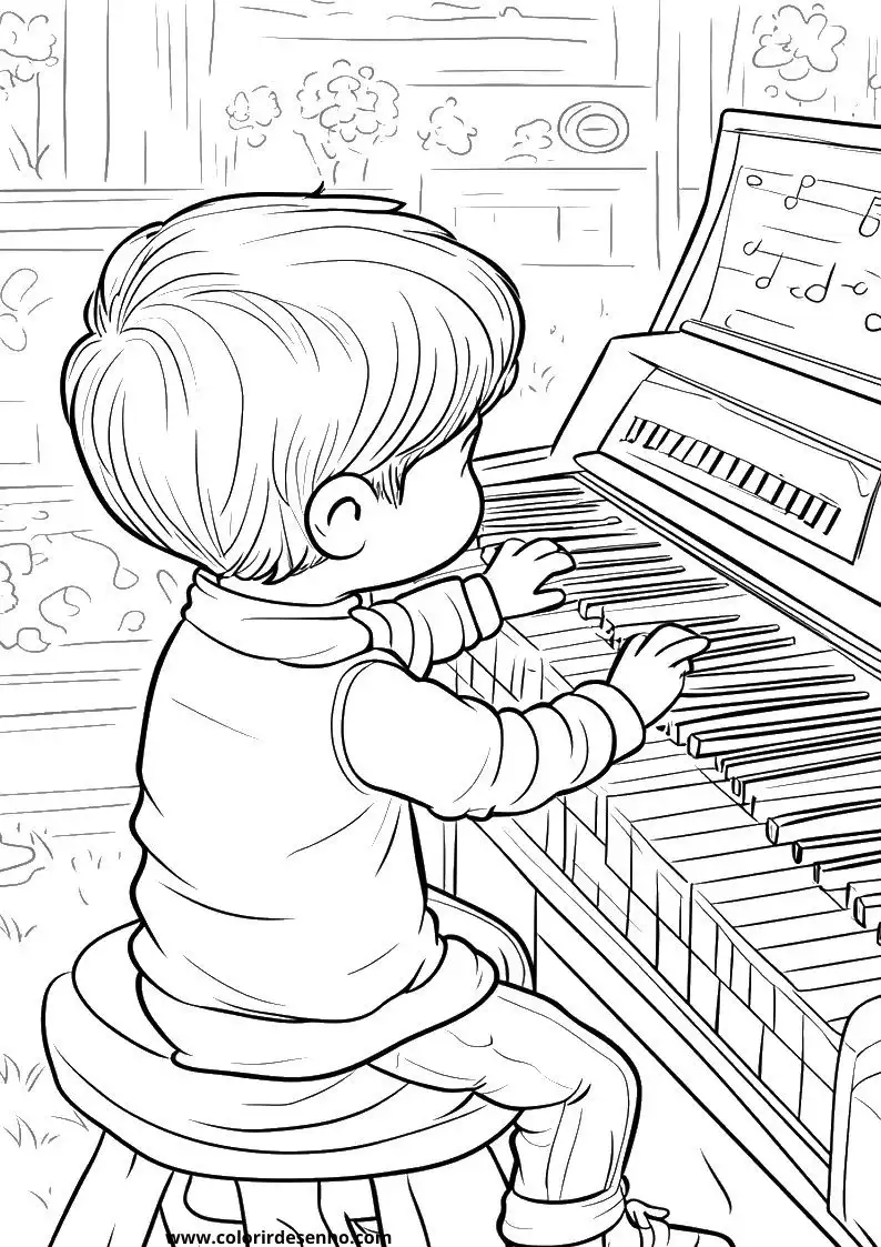 Music Coloring Page Outline 7