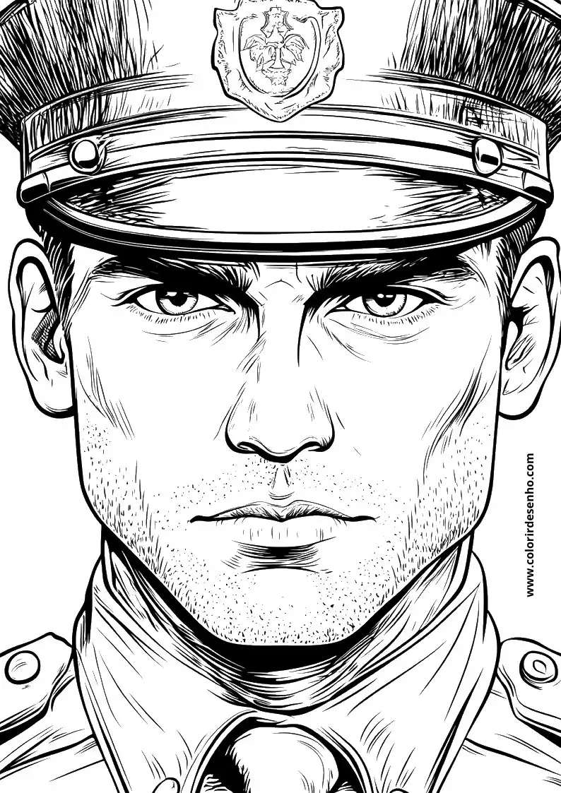 Police Coloring Page Outline 1