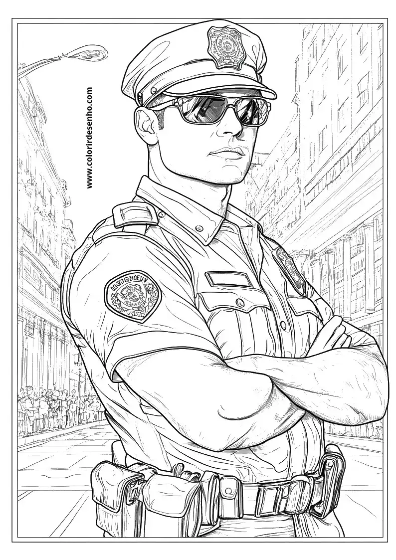 Police Coloring Page Outline 4