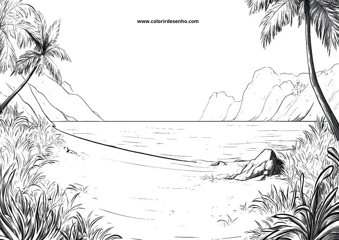 Realistic Beach Coloring Pages 1