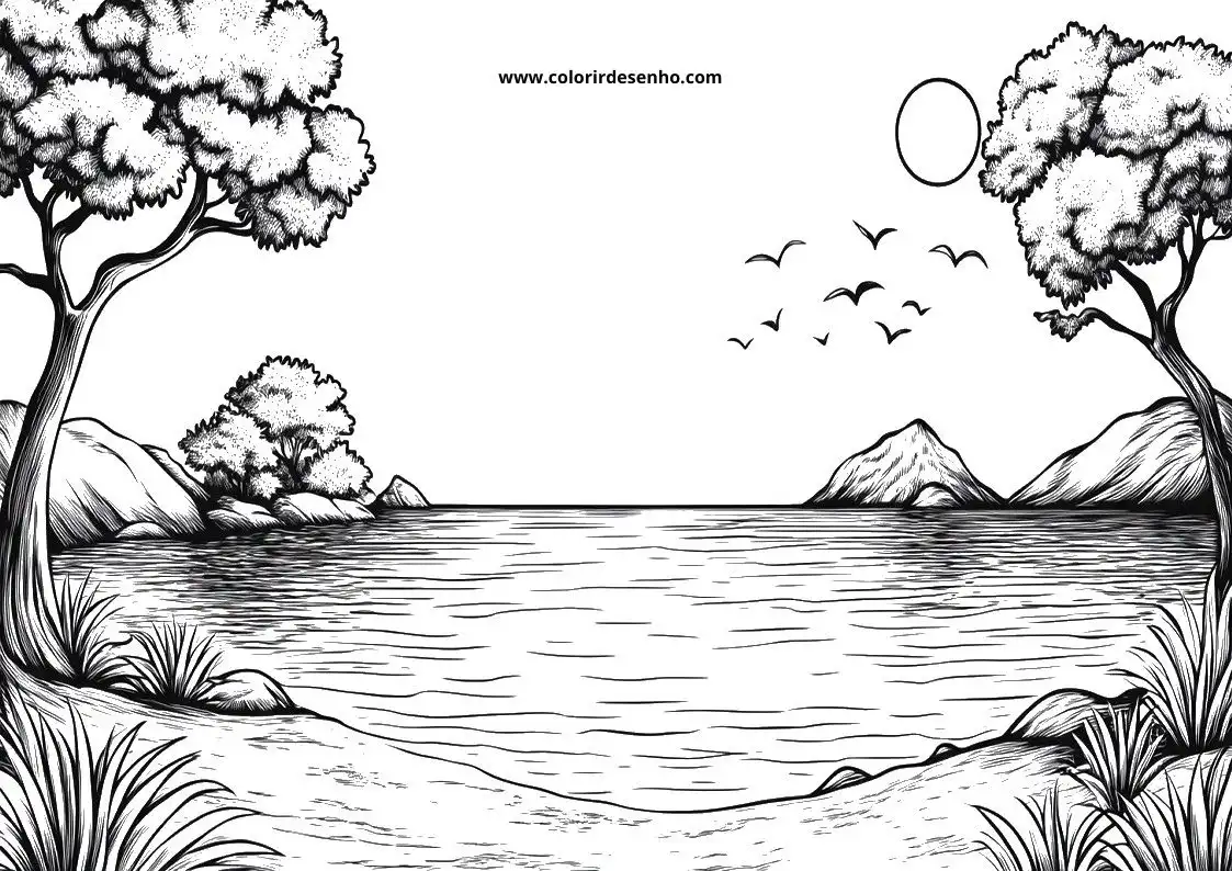 Realistic Beach Coloring Pages 3
