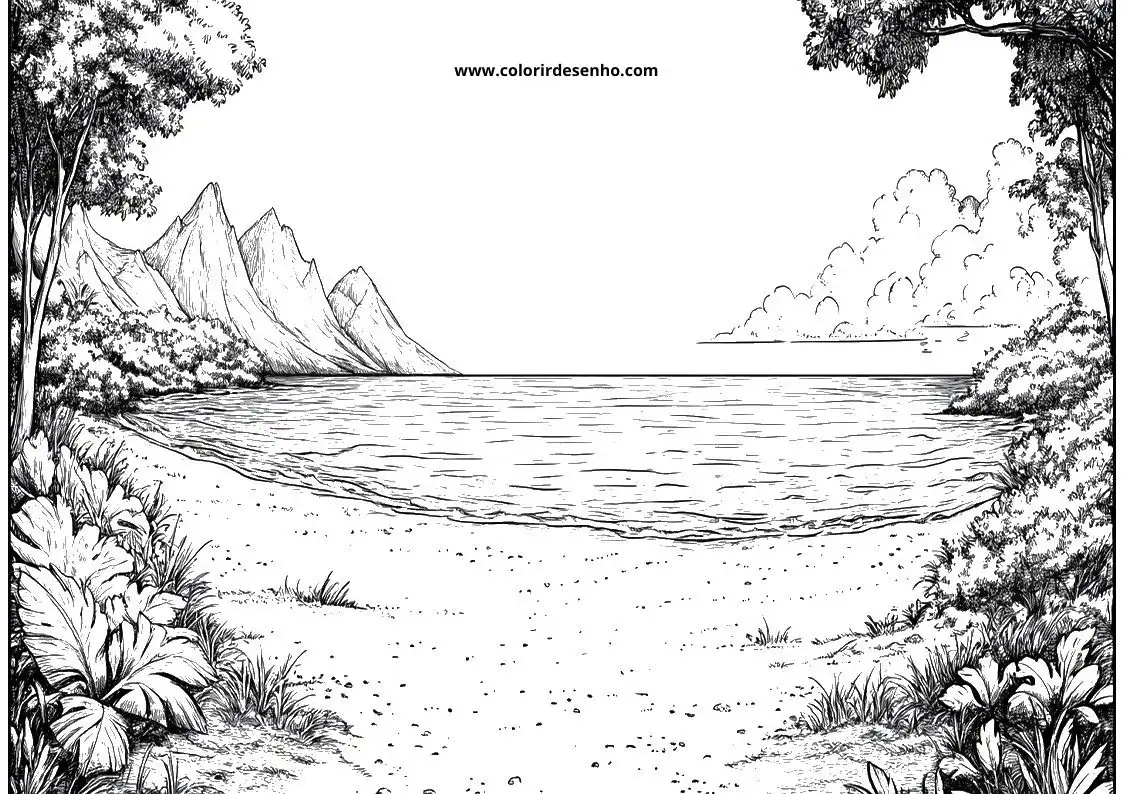 Realistic Beach Coloring Pages 5
