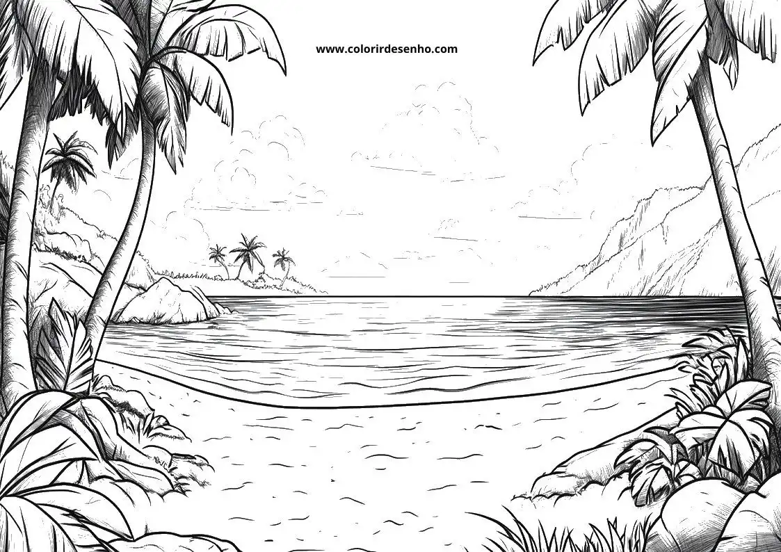 Realistic Beach Coloring Pages 7