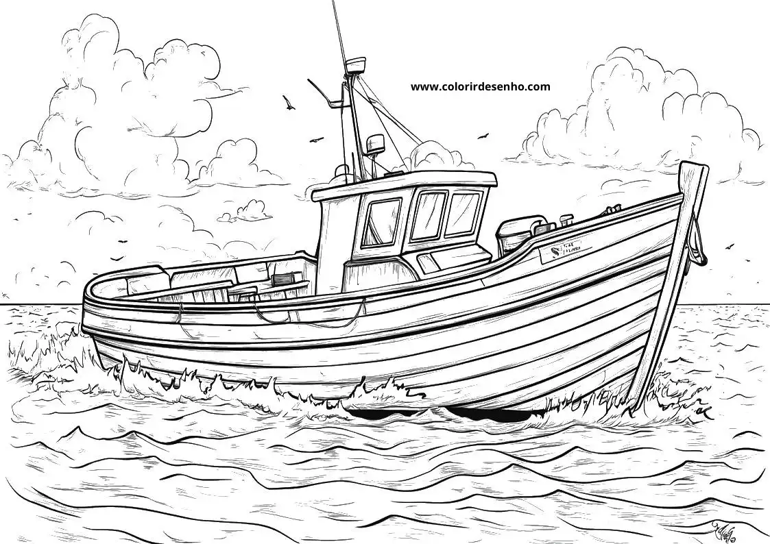 Realistic Boat Coloring Pages 10