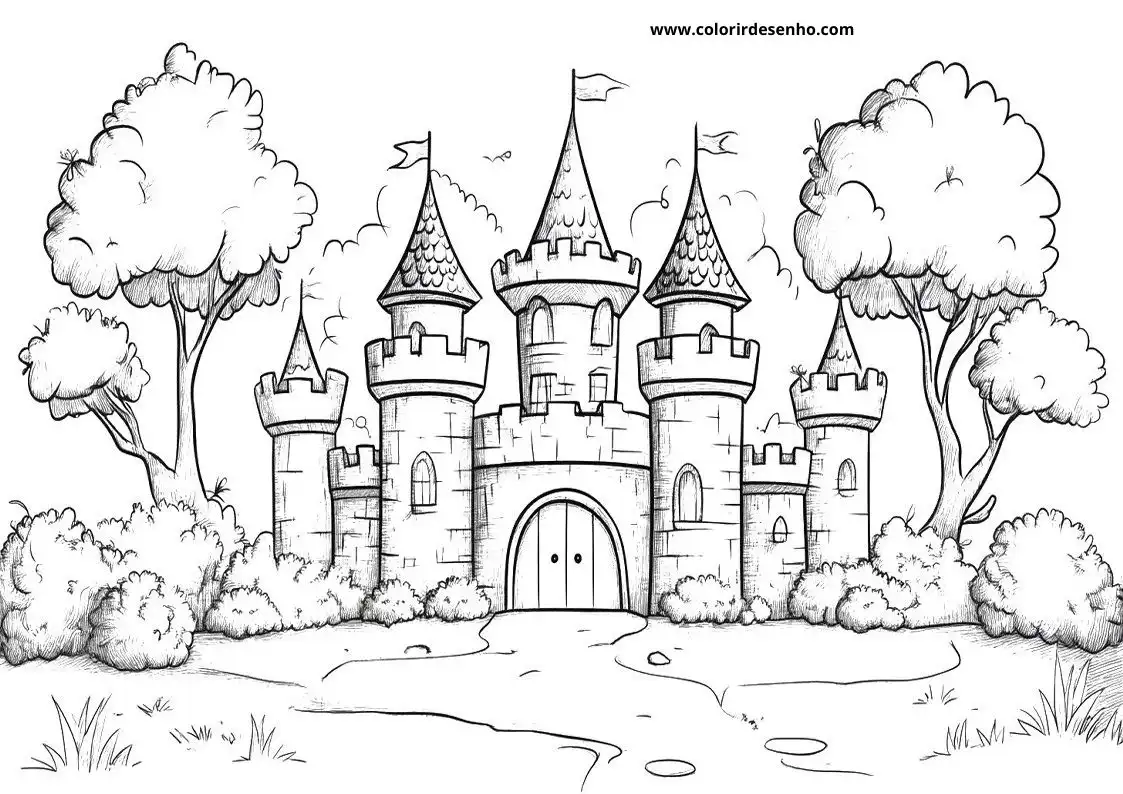 Realistic Castle Coloring Pages 3