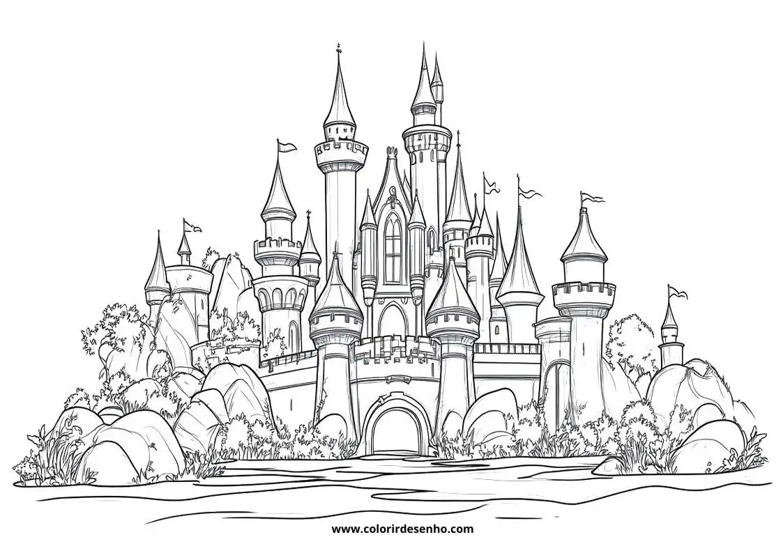 Realistic Castle Coloring Pages 5