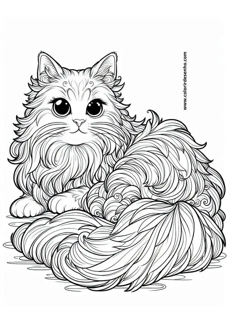 Realistic Cats and kittens Coloring Pages 4