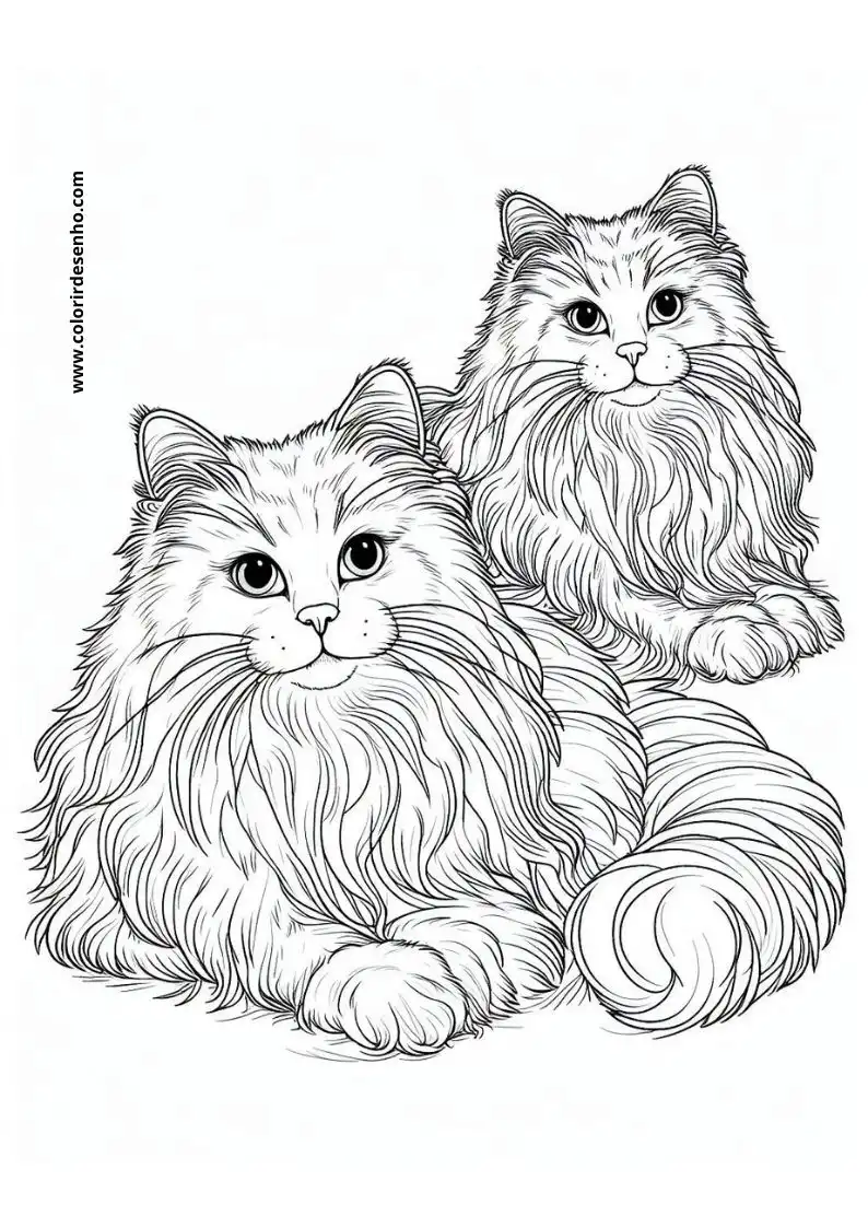 Realistic Cats and kittens Coloring Pages 5