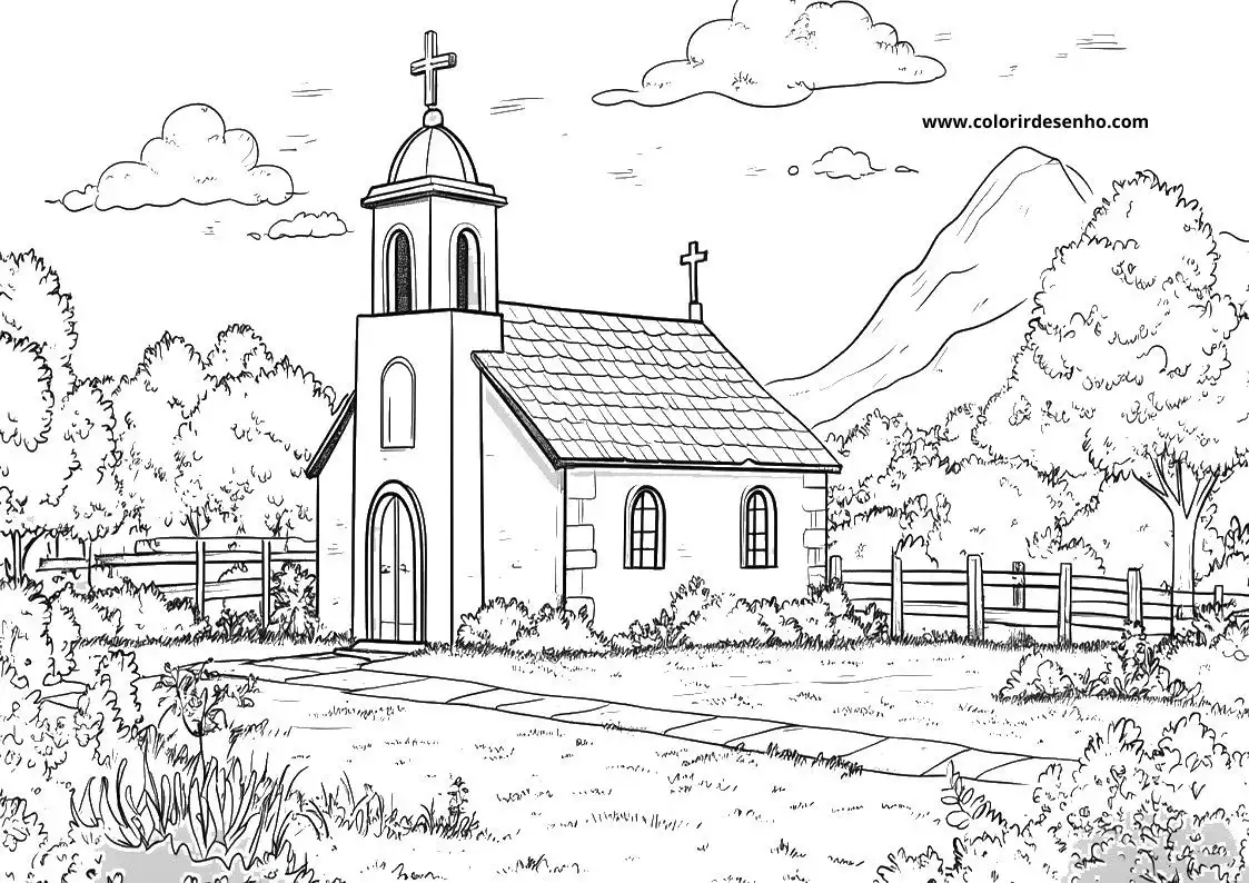 Realistic Church Coloring Pages 2