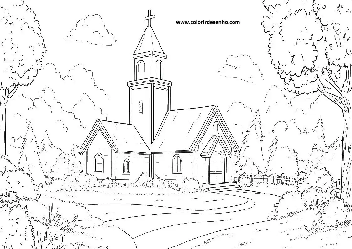 Realistic Church Coloring Pages 4