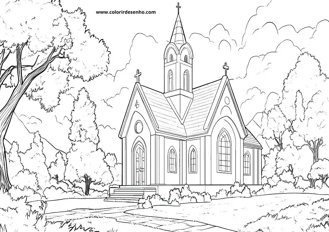 Realistic Church Coloring Pages 5