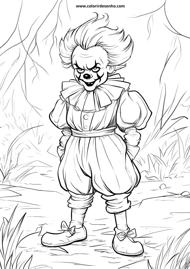 Realistic Clown Coloring Pages 129