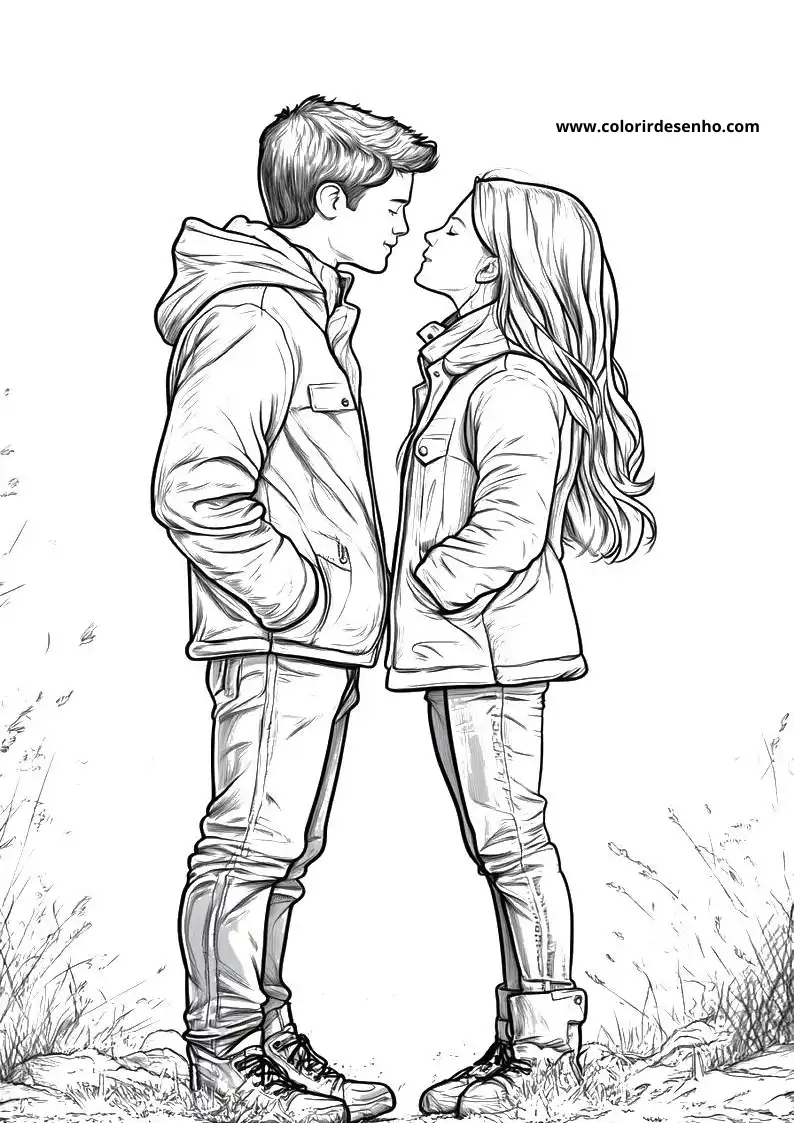 Realistic Couples Coloring Pages 8