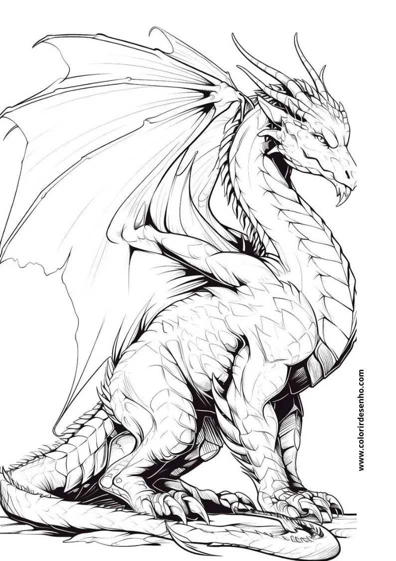 Realistic Dragon Coloring Pages 6
