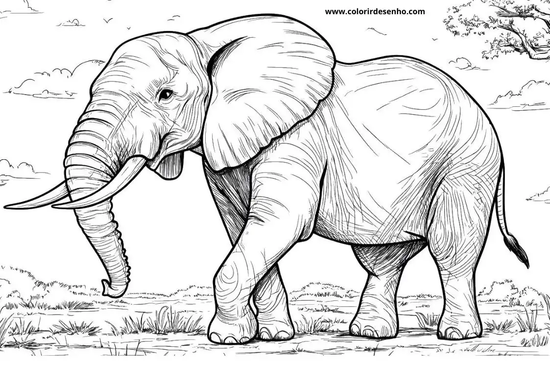 Realistic Elephant Coloring Pages 6