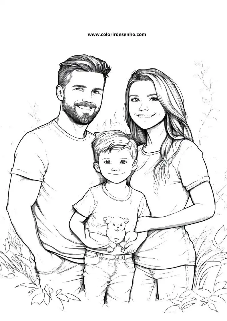 Realistic Family Coloring Pages 1