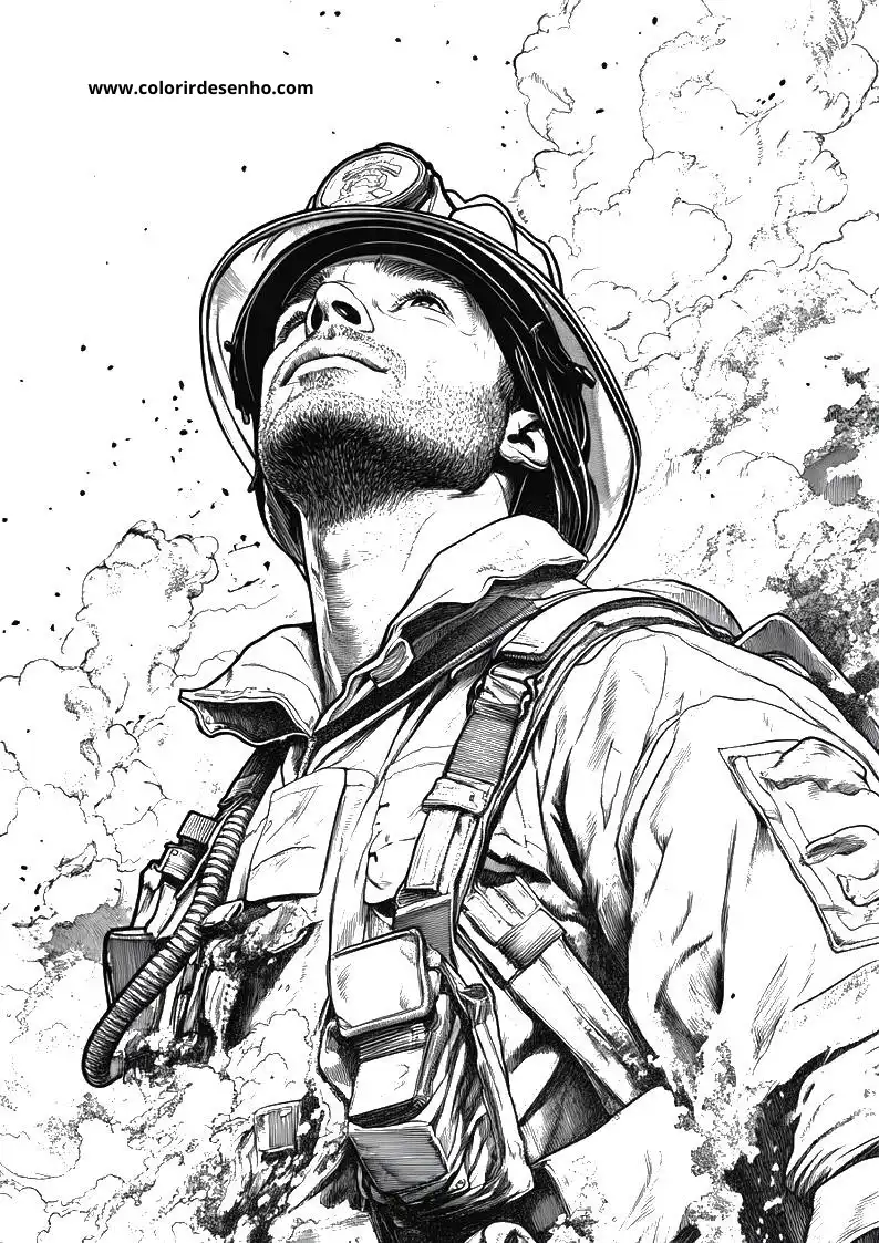 Realistic Firefighter Coloring Pages 2