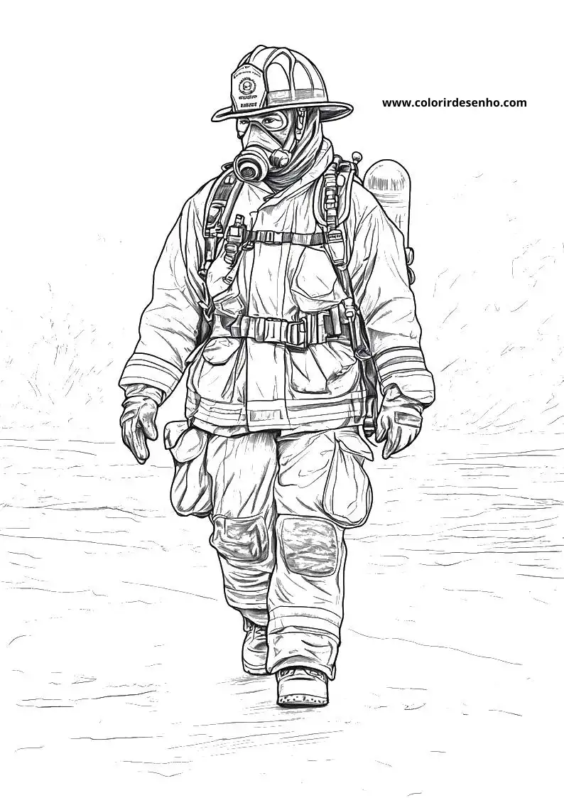 Realistic Firefighter Coloring Pages 3