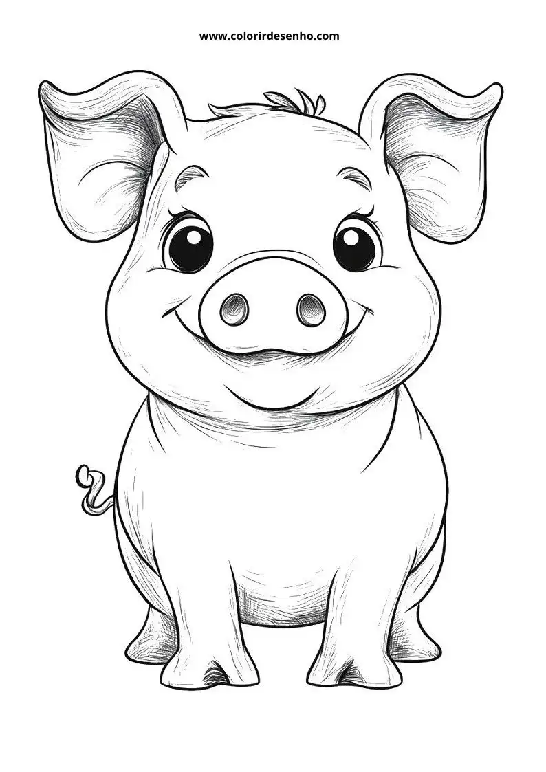 Realistic Pig Coloring Pages 1