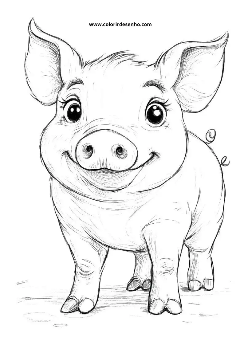 Realistic Pig Coloring Pages 3