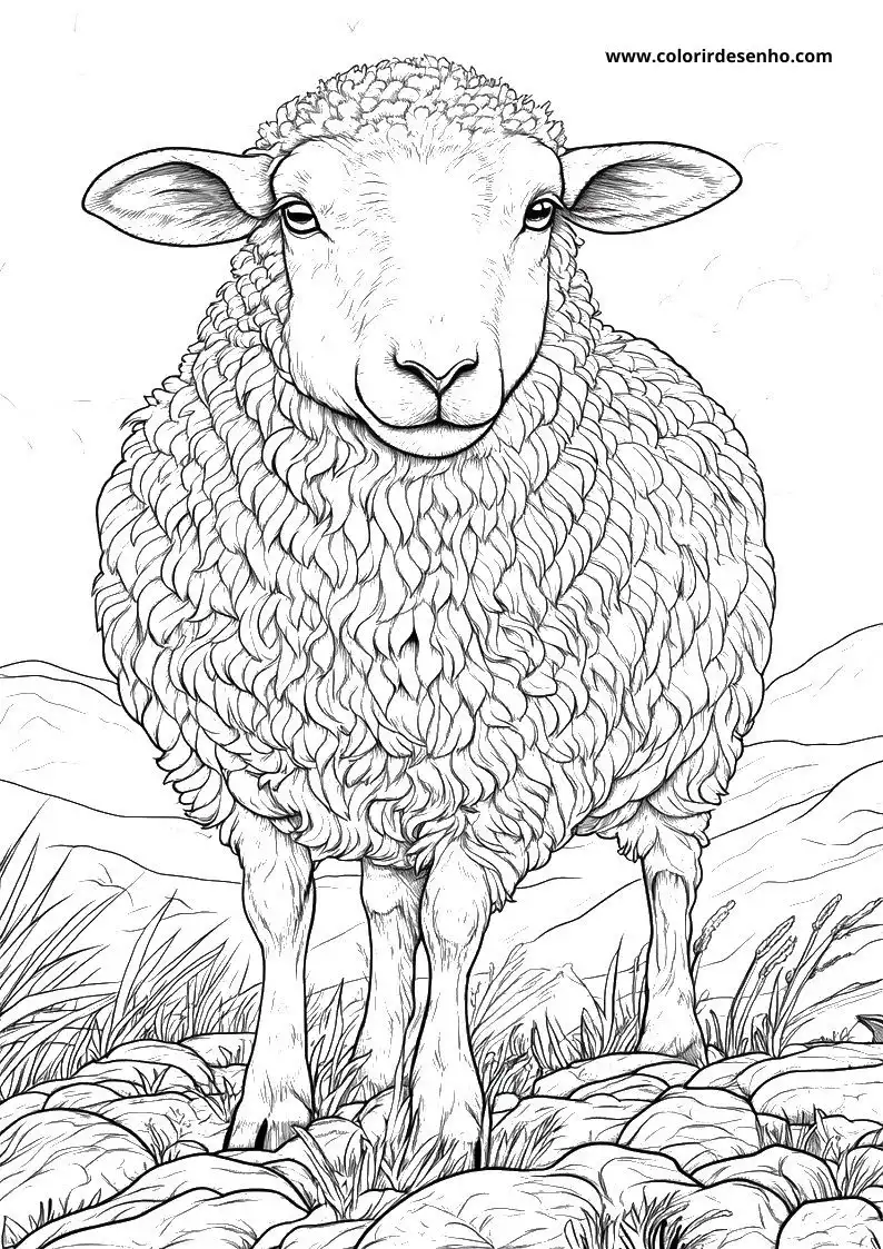 Realistic Sheep Coloring Pages 6