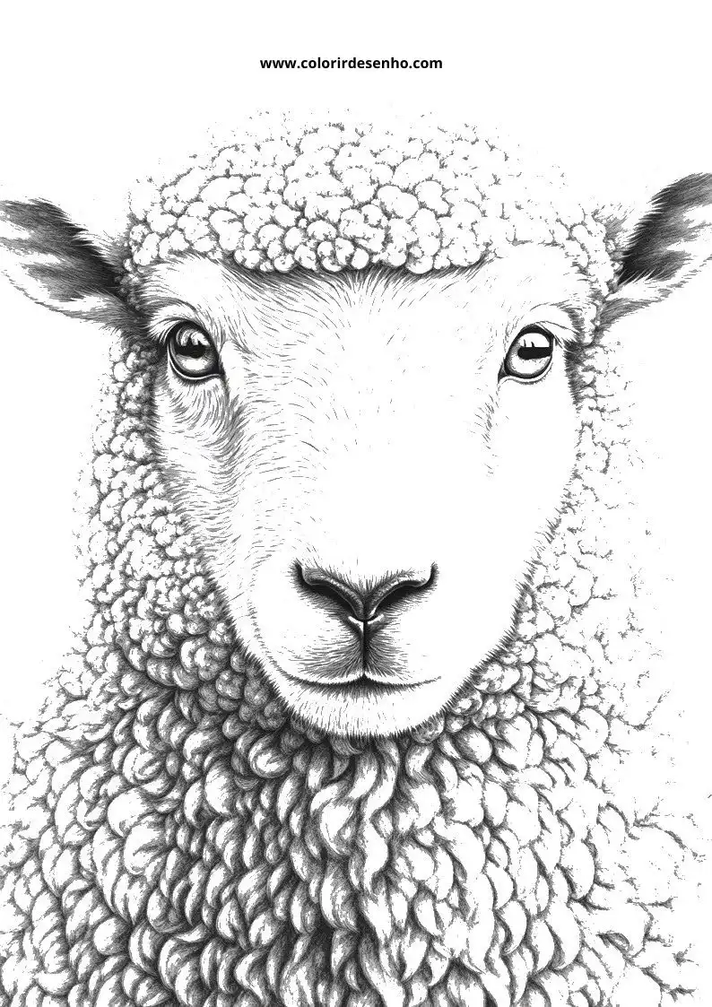 Realistic Sheep Coloring Pages 7