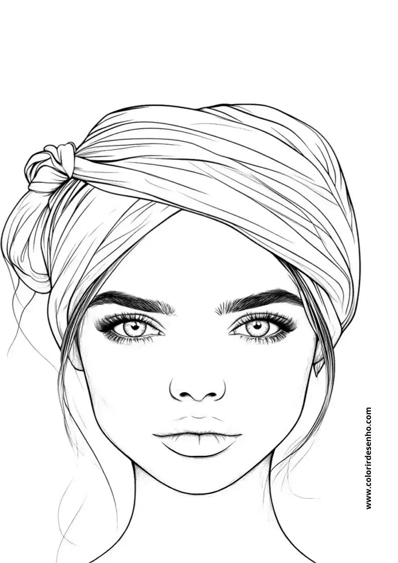 Realistic Woman's Face Coloring Pages 10
