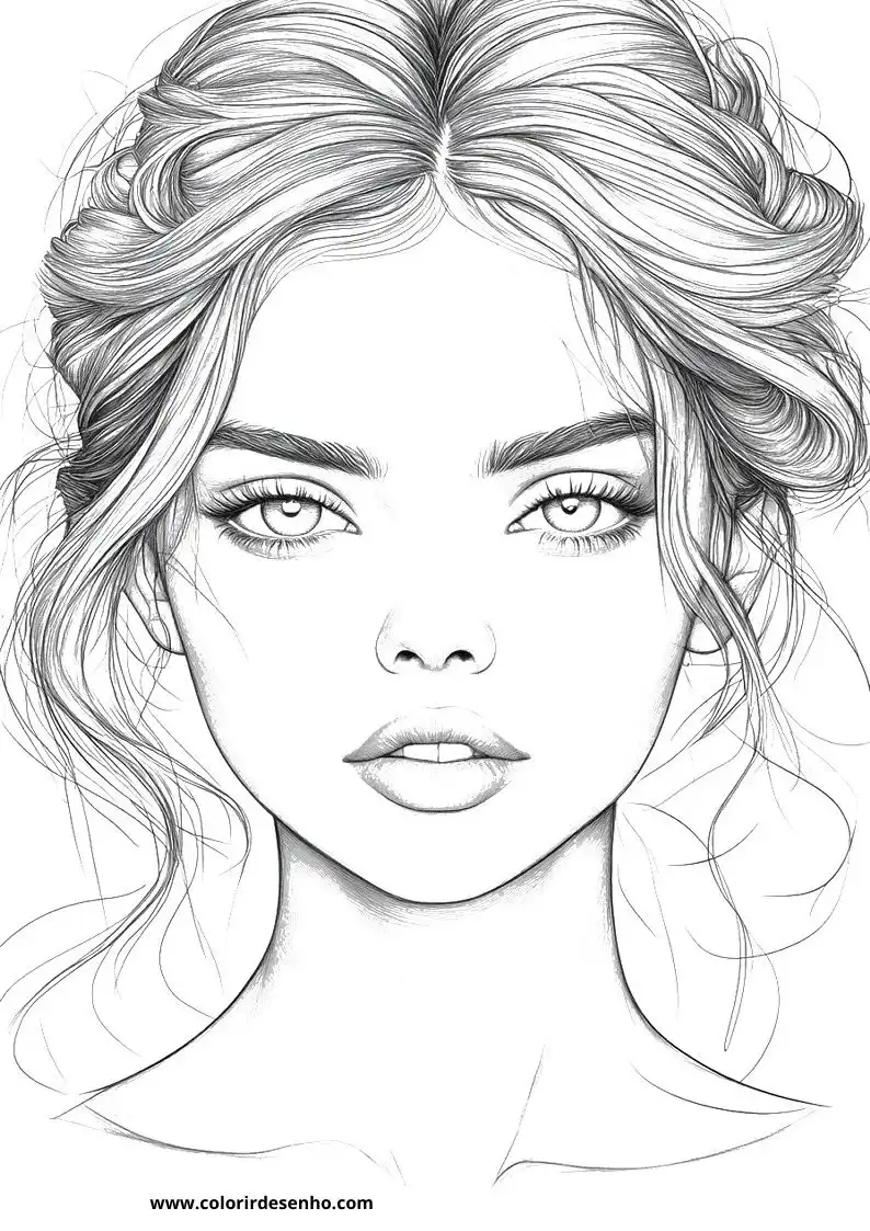 Realistic Woman's Face Coloring Pages 11