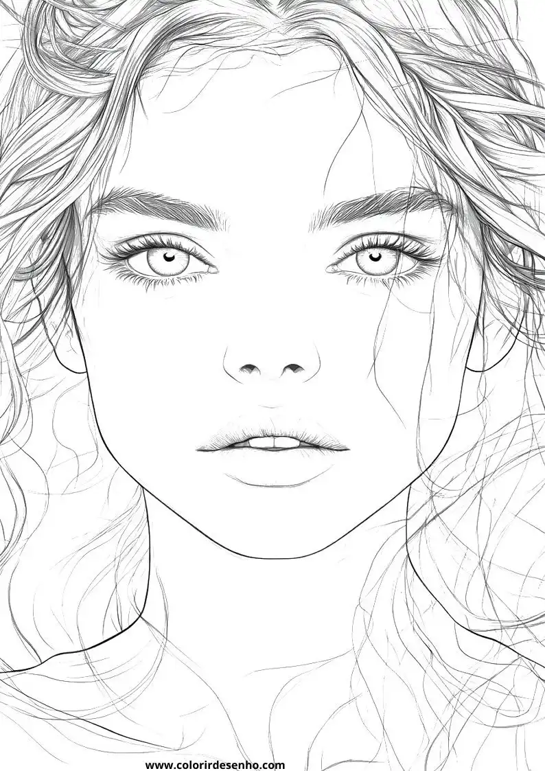 Realistic Woman's Face Coloring Pages 12