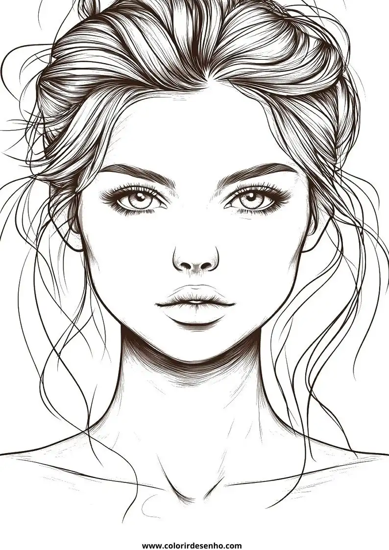Realistic Woman's Face Coloring Pages 2