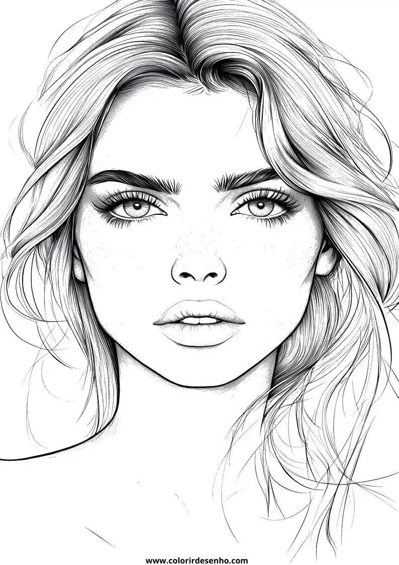 Realistic Woman's Face Coloring Pages 3