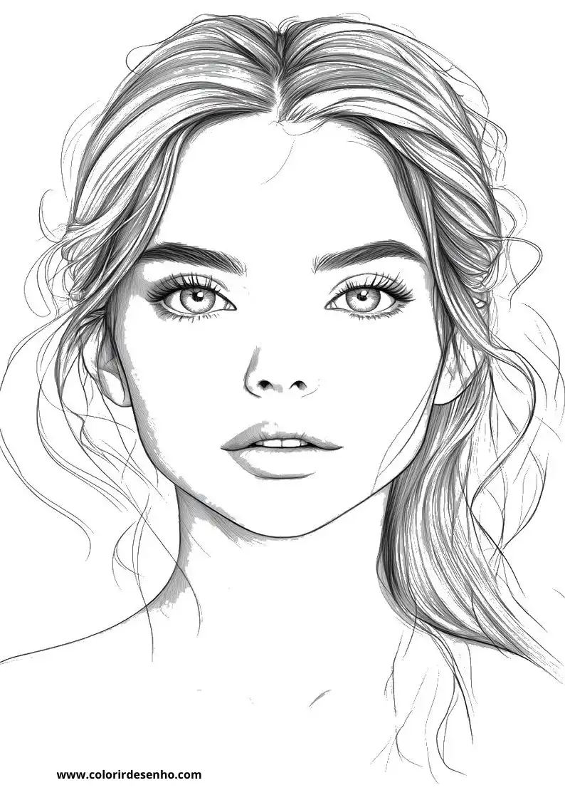 Realistic Woman's Face Coloring Pages 4