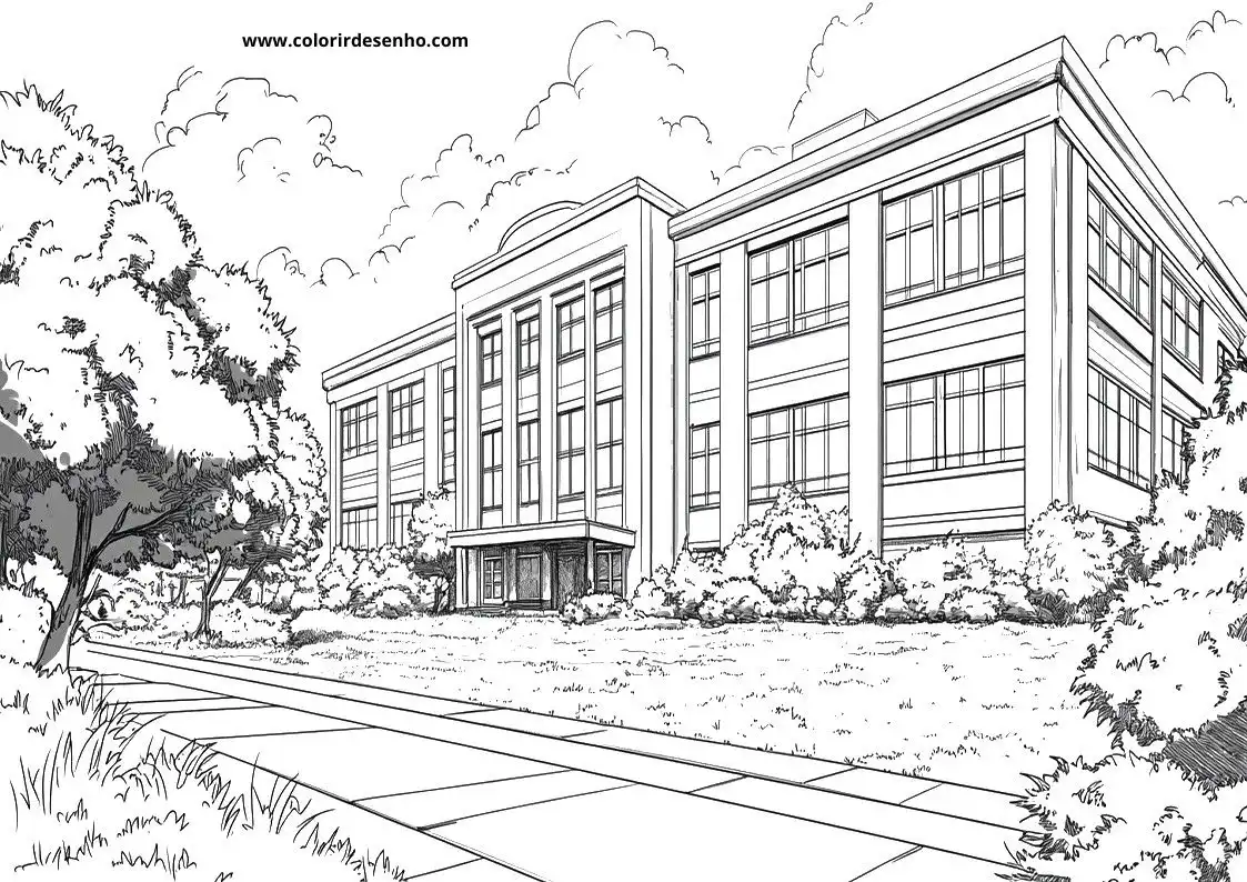 School Coloring Page Outline 3