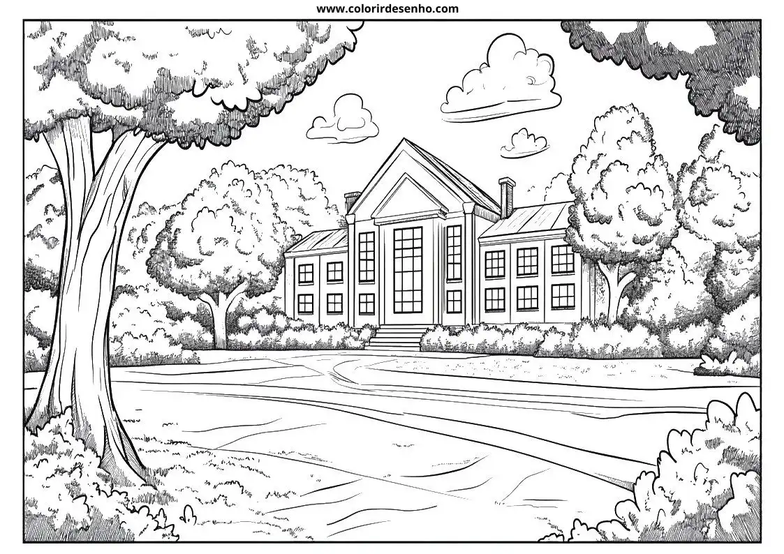 School Coloring Page Outline 8
