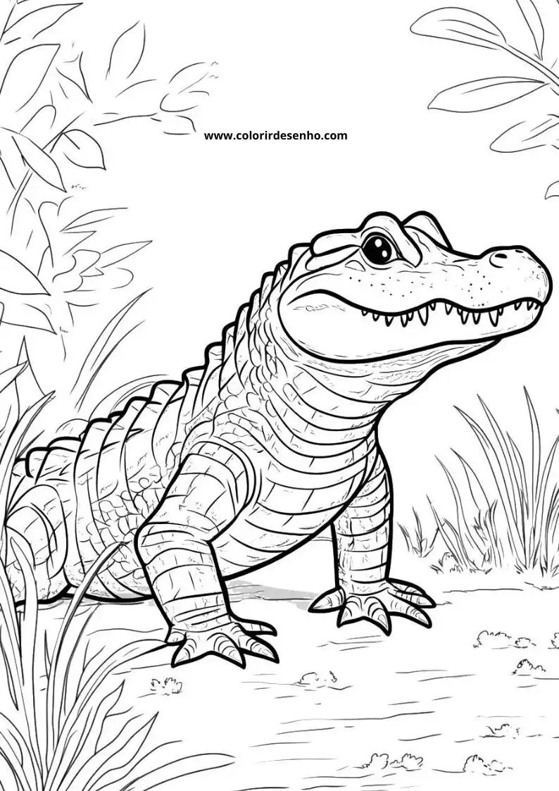 Simple Alligator Coloring Pages 7