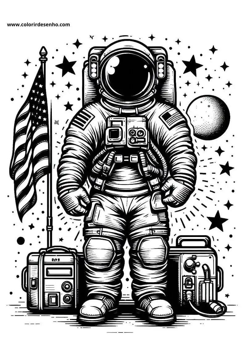 Simple Astronaut Coloring Pages 3