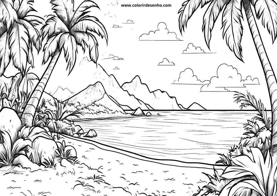Simple Beach Coloring Pages 1