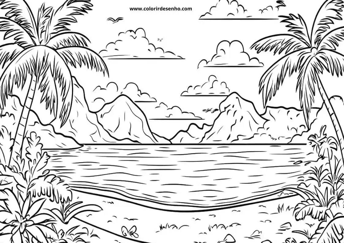 Simple Beach Coloring Pages 2