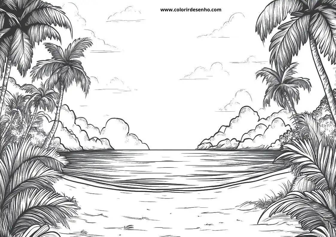Simple Beach Coloring Pages 3