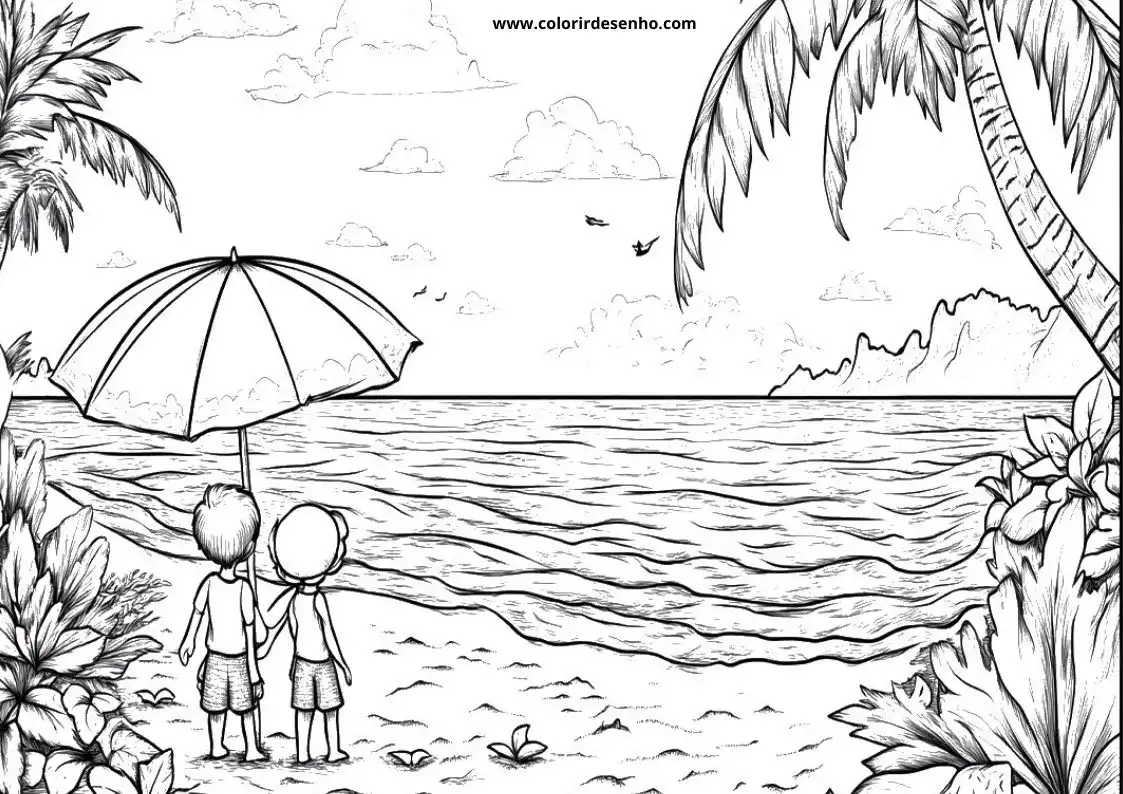 Simple Beach Coloring Pages 6