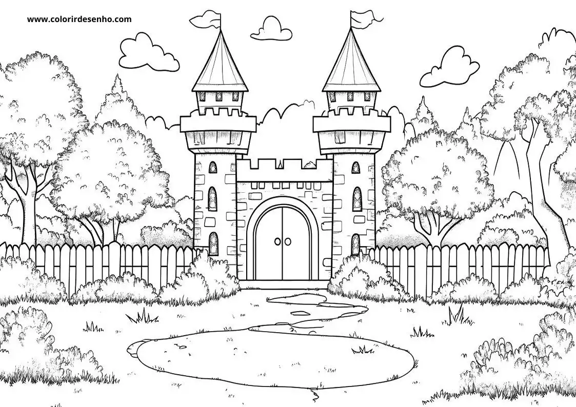 Simple Castle Coloring Pages 1