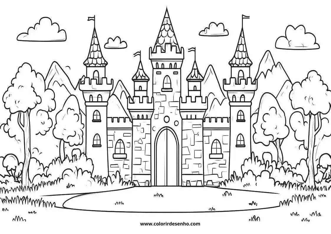 Simple Castle Coloring Pages 2
