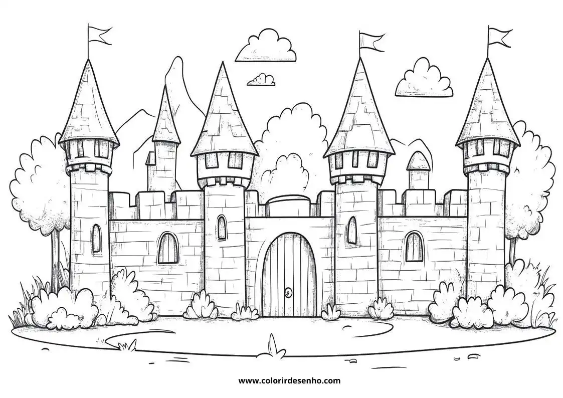 Simple Castle Coloring Pages 5