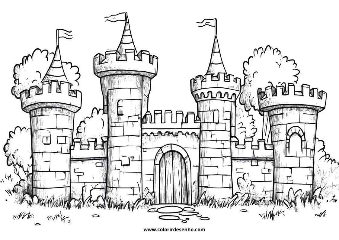 Simple Castle Coloring Pages 6