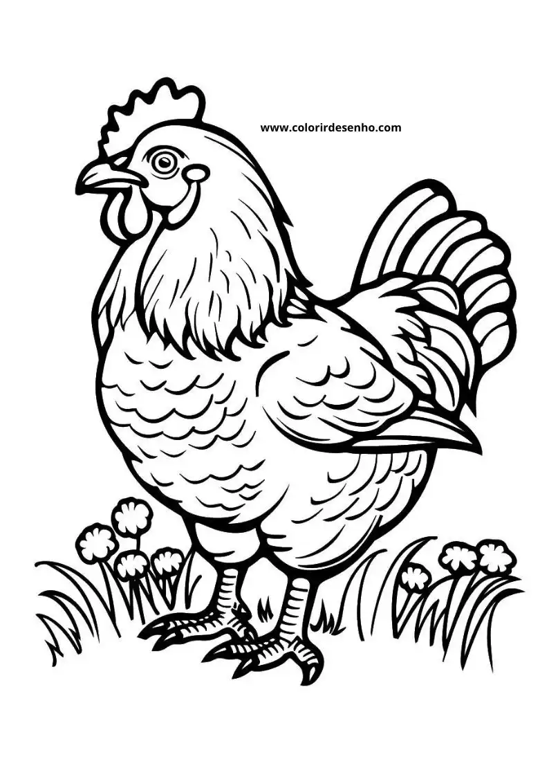 Simple Chicken Coloring Pages 4
