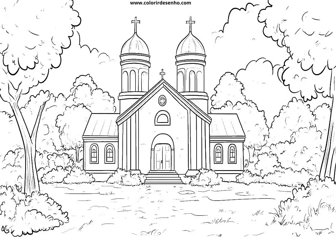 Simple Church Coloring Pages 3